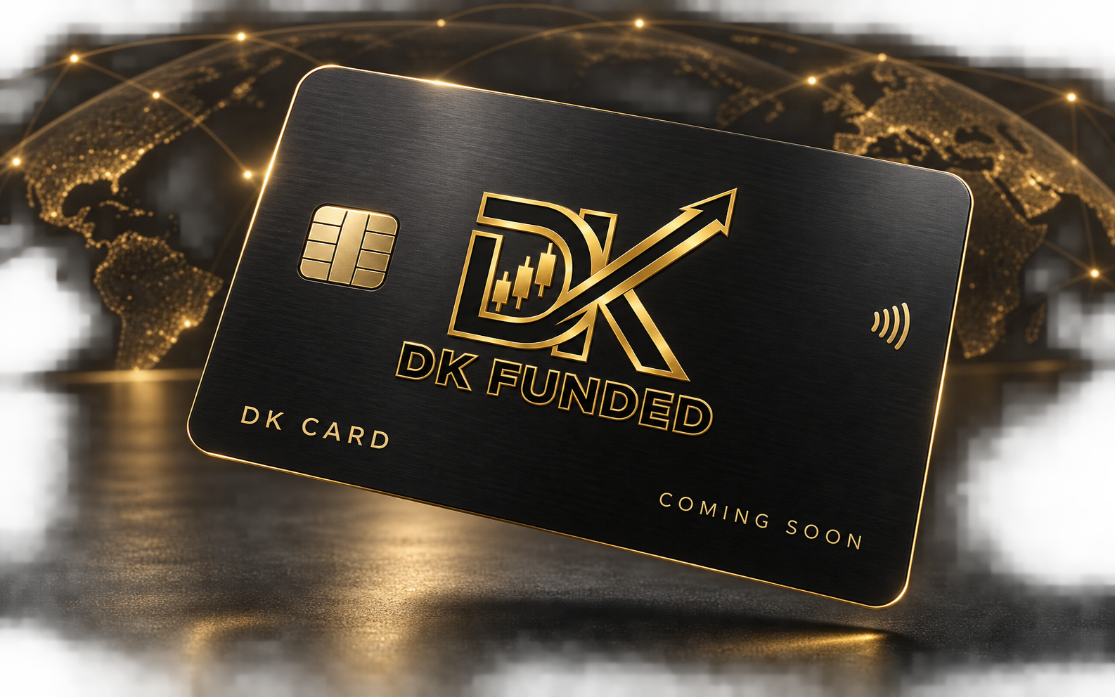 DK Card coming soon concept in black and gold